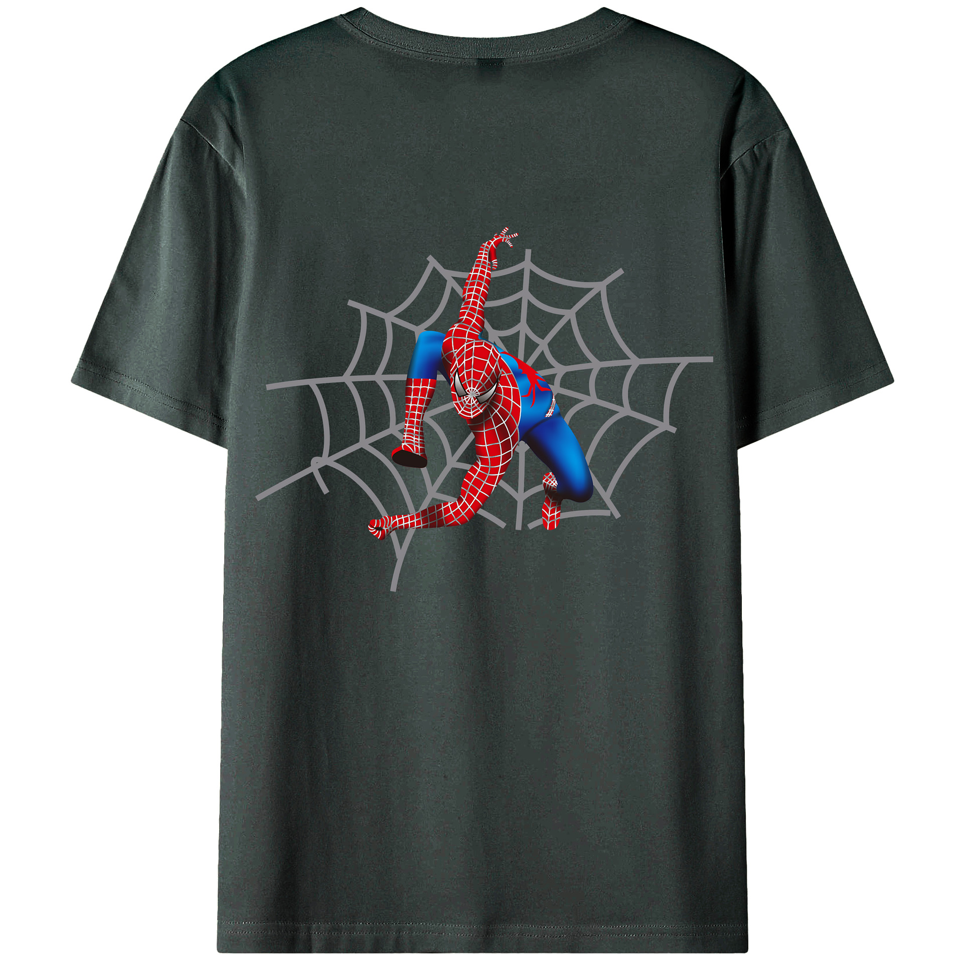 （画像用） Spider Man スパイダーマン 綿100％ メンズ半袖Tシャツ（バックプリント） 通気性